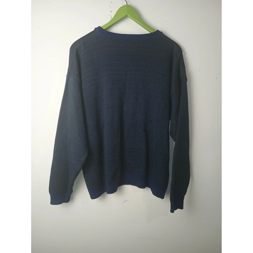 Vantage Custom Classics Vintage Golf Knit Sweater Navy Blue Cotton USA‎ Womens L